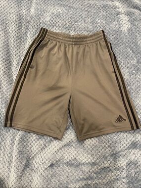 adidas Men's Athletic Shorts in Taupe with Black Logo